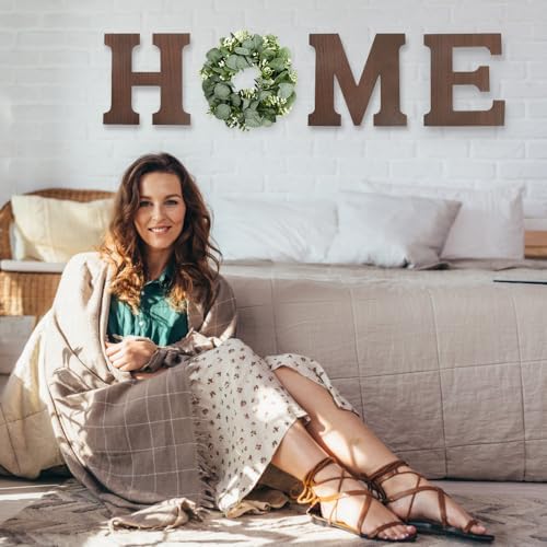 Pinkpum Wood Home Sign with Eucalyptus Wreath for O Home Decor Wall Decor
