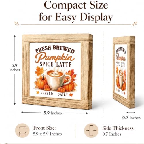 Fall Wood Sign, Fresh Brewed Pumpkin Spice Latte Kitchen Tabletop Decor