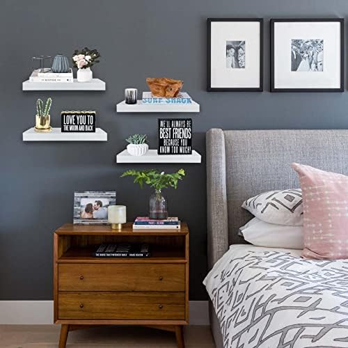 QEEIG Floating Shelves for Wall Small Shelf (White, Set of 4, 15.7" x 6.7")