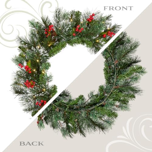 National Tree Company 24in Pre-Lit Wintry Pine Artificial Christmas Wreath