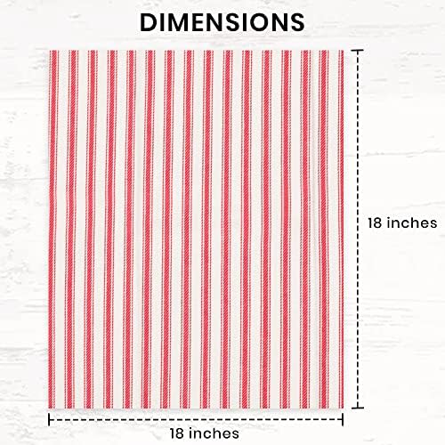 Cloth Napkins Pk of 6 |Spring Easter Basket Decor Christmas Washable Cotton Dinner Cloth Napkins|Red and White French Stripes 18x18 in Kitchen Party Hotel BBQ Restaurant Dinner Napkins