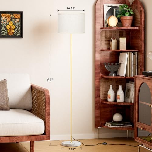 Ambimall 60'' Modern Floor Lamp with Shade, Tall Lamps for Living Room, Bedroom, Office, Dining Room, Gold Standing