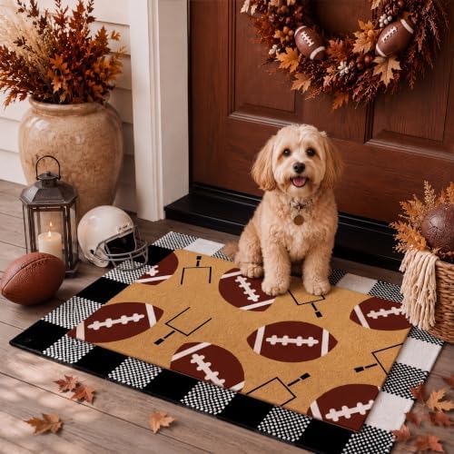 Tinideya 2 Pcs Football Layered Doormat Set for Front Porch Decor