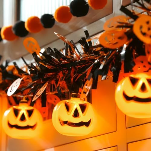 Halloween Garland with Lights, Halloween Tinsel Garland 10FT 20LED