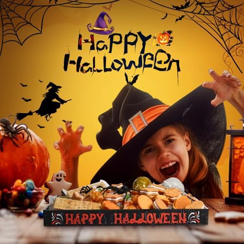 Halloween Pumpkin Serving Tray with Handles, Acrylic Platter
