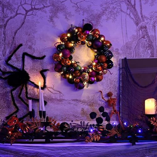 Valery Madelyn Halloween Decorations 20" Pumpkin Wreath for Front Door