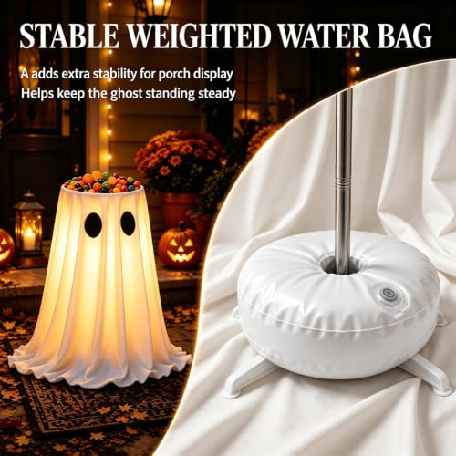 USB Powered Halloween Ghost Candy Bowl Stand w/ 8-Mode Remote LED Lights