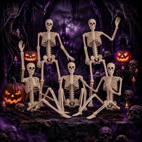 Abakuku 36" Halloween Skeleton Decorations,Human Bones for Halloween Party with Movable Joints,for Haunted Houses, Front Lawn, Graveyard Props