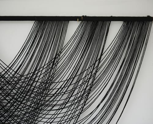 Flber Macrame Wall Hanging Black 59.00" W x 31.00" L Boho Wall Decor Large Boho Yarn Tapestry Living Room Bedroom Home