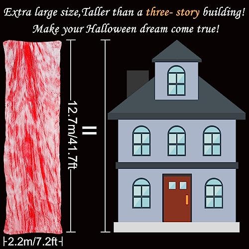 Whaline Halloween Red Bloody Creepy Cloth 500 x 87 inch Spooky Gauze Cloth Halloween Decoration for Haunted Houses Party Supplies