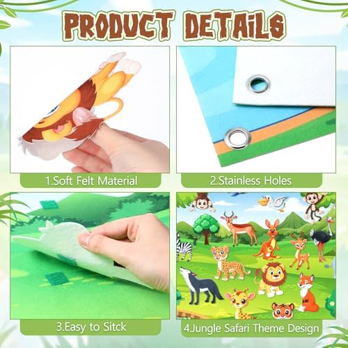 MiniInflat Animal Story Felt Board Jungle Animal Felt Board, 42, Safari
