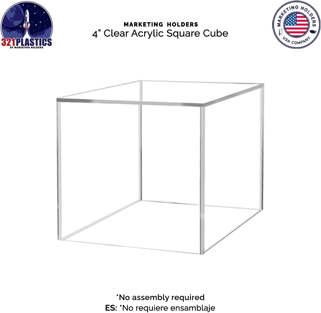One Open Side No Lid Versatile Square Plexiglass Retail Merchandise Storage Bin / Clear
