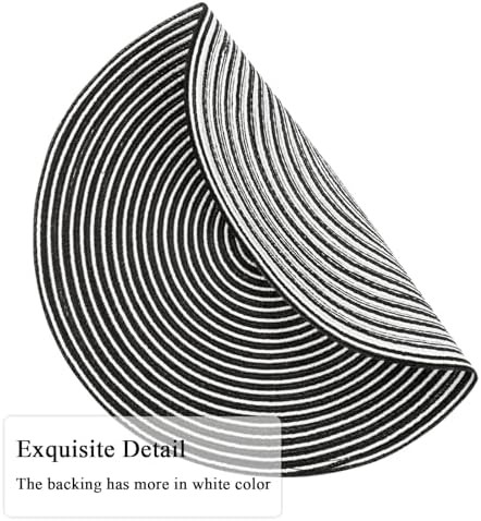 SHACOS 15 inch Round Braided Placemats Set of 6 Non Slip Washable Fabric Kitchen Table Place Mats Heat Resistant Table Mats for Home Wedding Party, Black White