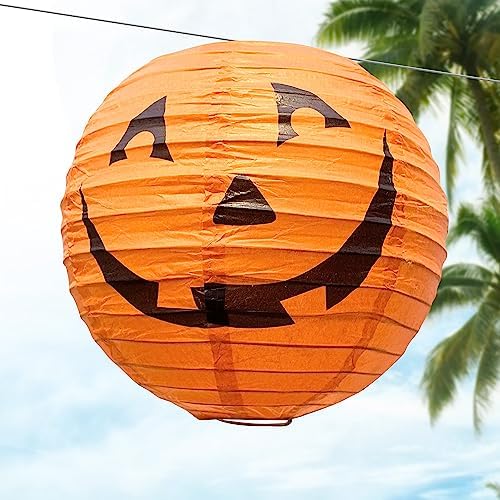 Halloween Pumpkin Paper Lanterns Set for Halloween Party Garden Decoration, Multi-Sized, Pack of 12