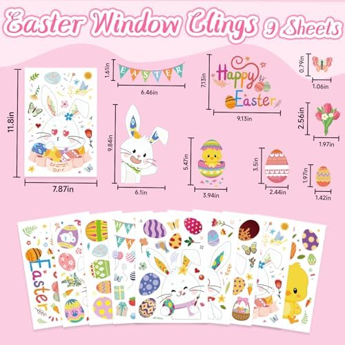 Holiday Window Clings for Home Decorations (Easter Party)