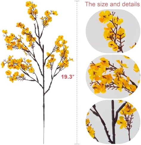 Hananona 10 Pcs Artificial Babys Breath Flowers Orange Fake Silk Gypsophila Flowers for Fall Floral Arrangement Autumn Table Centerpieces Home Decor (10, Orange)