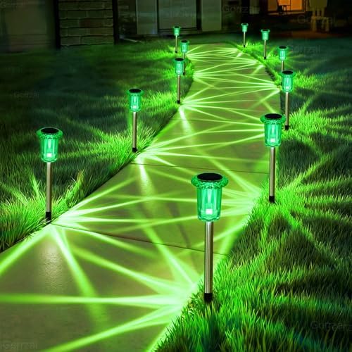 Halloween Solar Lights Outdoor 10 Pack LED Green Halloween Decor