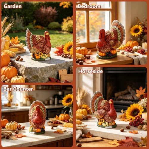 Thanksgiving Resin Turkey Figurine, Fall Harvest Table Centerpiece
