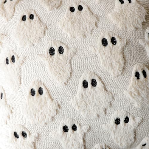 Halloween Pillow Covers 20x20 Set of 2 Beige Ghost Farmhouse Home Decor
