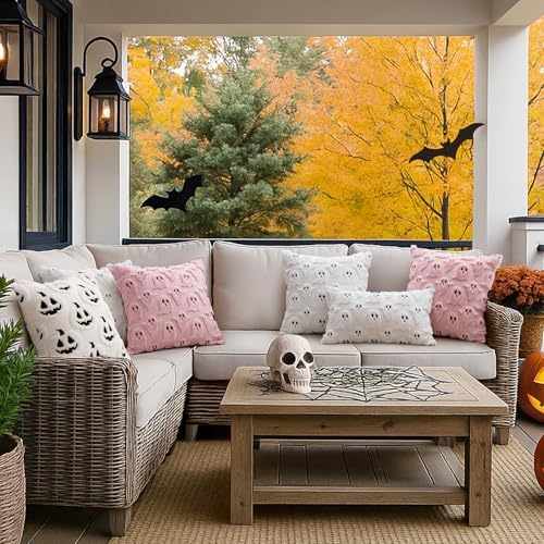 MIULEE Pink Halloween Pillow Covers Cute Ghost Decor Set of 2 18x18
