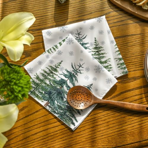 Horaldaily Christmas Cloth Napkins, Winter Snow Trees, Set of 8