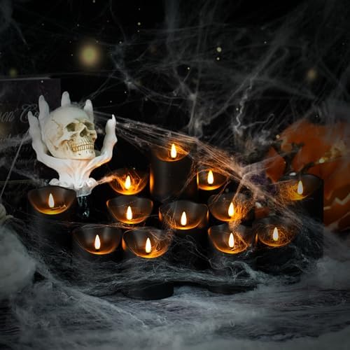 kakoya Flameless LED Candles Battery Operated with Remote and Timer,Flickering Electric Fake Plastic Pillar Candles Set of 12(D3 x H 3" 4" 5") Black
