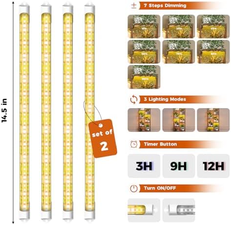 Bamworld Plant Stands with Grow Lights Sets of 2 Tall Plant Shelves