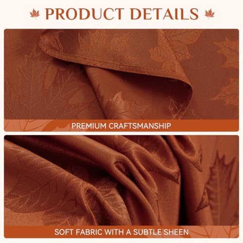 Softalker Fall Jacquard Dinner Napkins 20 x 20 Inch Set of 8, Rust