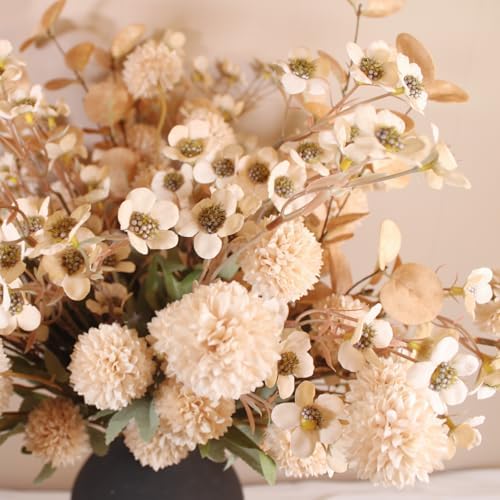 Beige Silk Flower Arrangements Decor, Large Floral Centerpieces For Tables