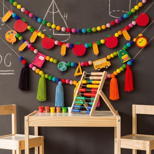 Rattanview 4 Pcs Back to School Classroom Garland First Day of School Decor