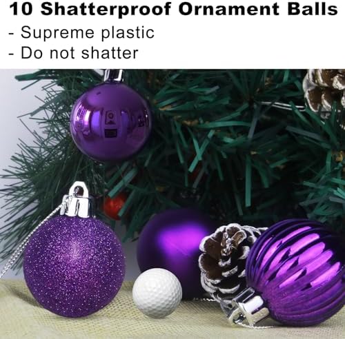 Purple 3.2" Large Christmas Balls - Christmas Tree Decoration Ornaments Shatterproof Hanging Balls for Birthday Halloween Holiday Wedding Decorations Set of 10pcs