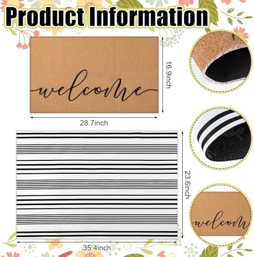 Tinideya 2 Pcs Fall Welcome Doormat Set for Front Door