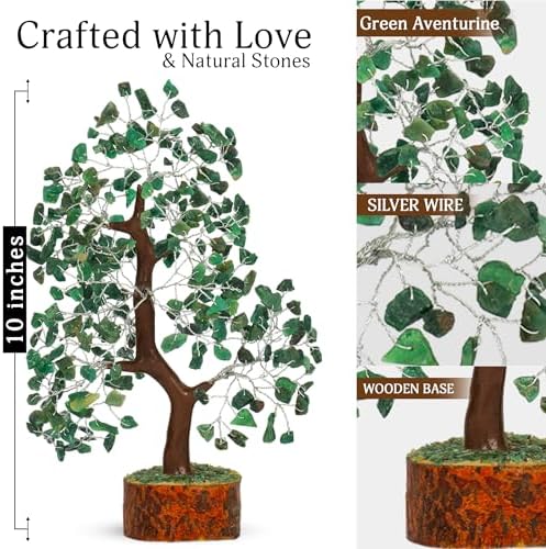 YATSKIA Green Aventurine Crystal Tree | Gem Stone Tree Table Decor | Feng Shui Decor | Crystal and Stone Decor