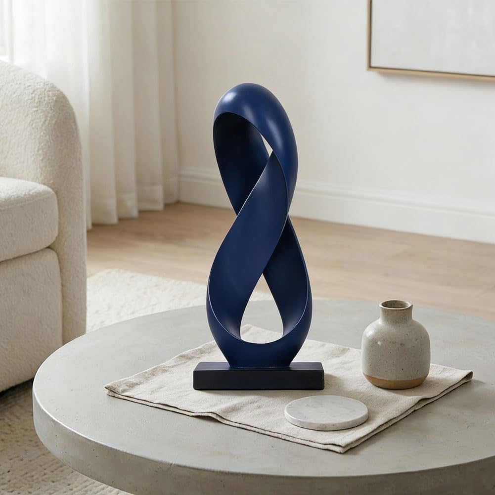Modern Resin Infinity Loop Statue / Blue
