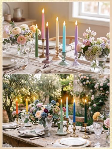 Treela Battery Operated LED Taper Candles,Basic,8 Inch,Pastel