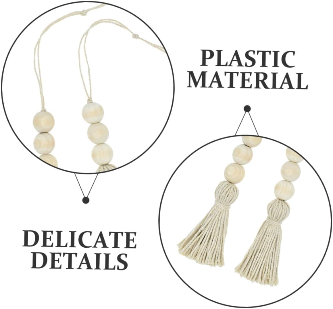 Cotton Thread Wood Bead Decoration Tassels Hanging Ornaments for Door Handle / 14.17 Inch / Set of 6