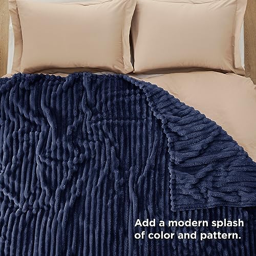 Bedsure Soft Queen Size Blanket for Bed Navy Blue 90"x90"