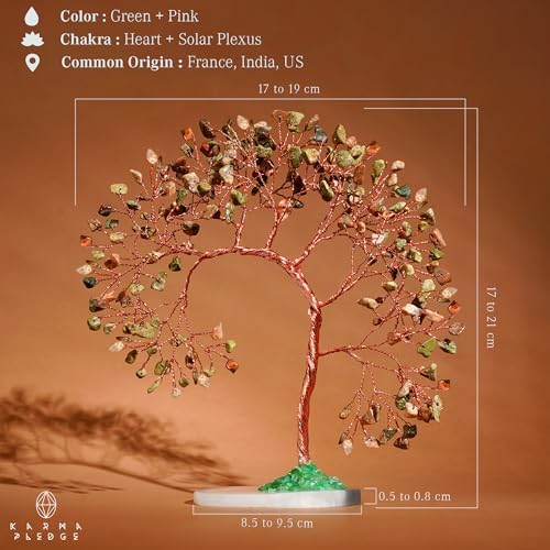 Crystal Tree of Life for Home, Office, Room, Wall Decor to Bring Money & Good Luck, Handmade Unakite Reiki Healing