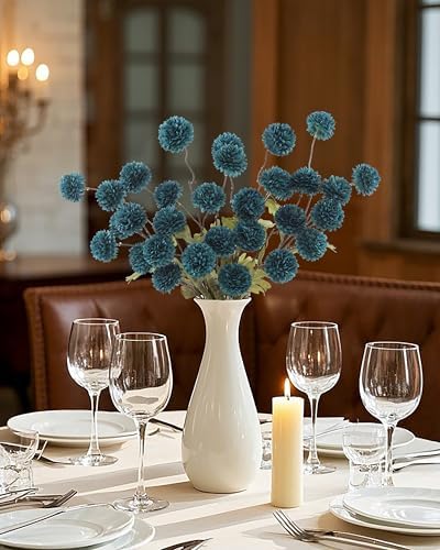 DuHouse 6pcs Artificial Flowers Faux Silk Pompon Mum Chrysanthemum Ball