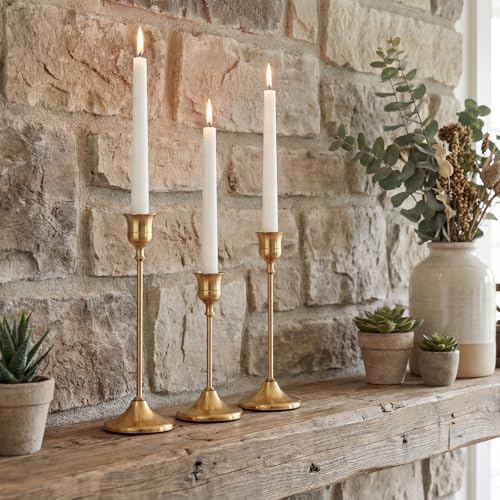 Set of 6 Brass Gold Candle Holders Metal Candlestick Holders Home Decor