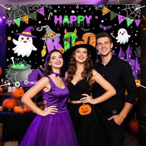 Happy Boo Day Banner Backdrop Halloween Birthday Decorations 6x3.6ft