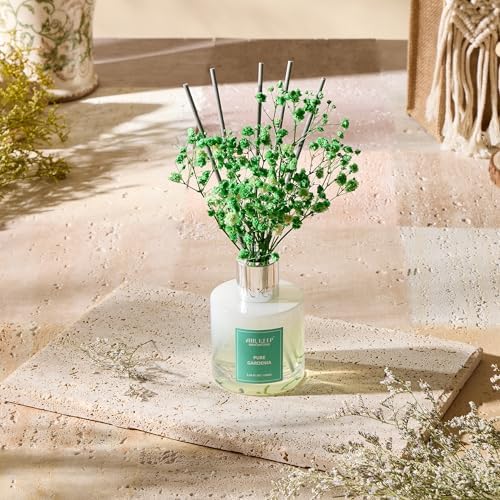 Airkeep Reed Diffuser Set,3.38 fl oz (100 ml) - Pure Gardenia Oil Diffusers with 8 Reed Sticks, Home Fragrance Reed