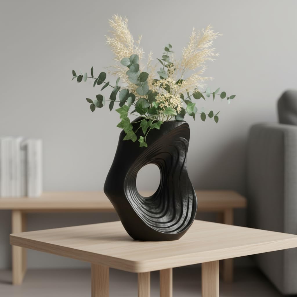 Boho Decorative Vase / Black / 11 Inch