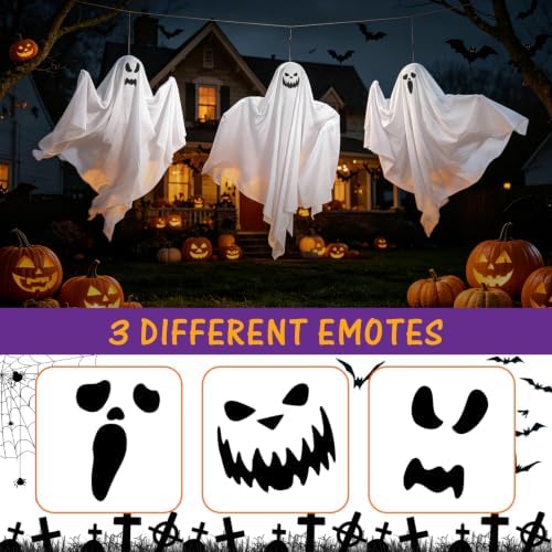 12 Pack Halloween Hanging Ghosts, 27.6 Inch Flying Ghost Decorations