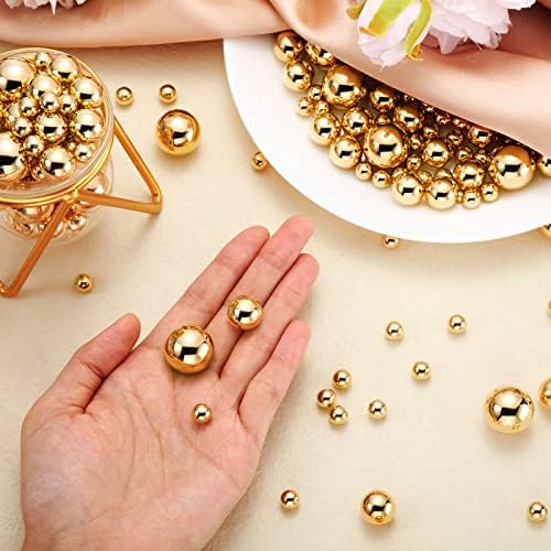 Junkin 300 Pcs Faux Pearl Vase Filler No Hole Beads, Gold
