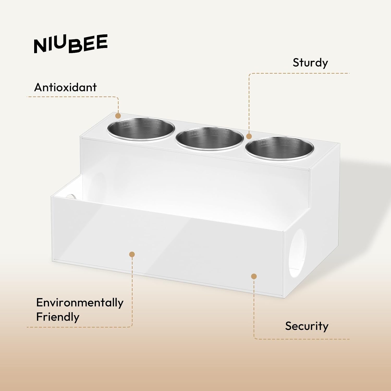 NIUBEE Acrylic Hair Tool Organizer,Hair Dryer Holder Countertop with 3 Cups | White, Hot Tools Organizer, Hair Blow