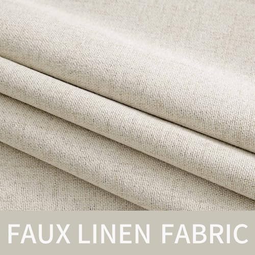 MIULEE 100% Blackout Linen Curtains for Bedroom 52x90 Inches Linen Beige