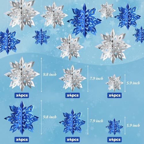 24PCS Hanging Snowflake Decorations Winter Wonderland Party Supplies