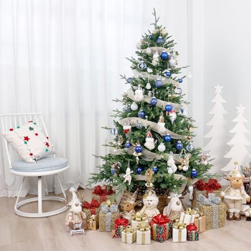 34PCS Blue/White Christmas Ball Ornaments Set for Tree Decorations