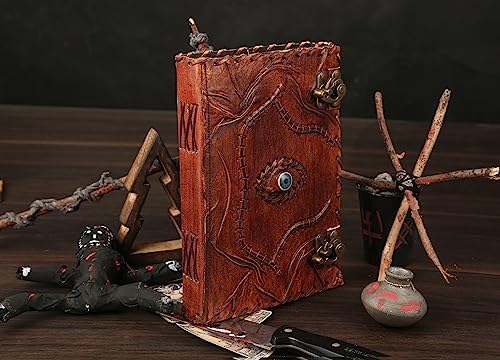 Hocus Pocus Book Of Spells, Spell Books With Real Spells, Prop Halloween Decorations Decor, Book Of Shadows Spell Book, Witchy Gifts For Women Spellbook Leather Bound Journal, Grimoire Witch 10 x 7